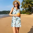 thumbnail image 3 of Balery Winter Wonderland Light Blue Vestidos de verano para mujer con estampado: vestido holgado sin mangas, vestido playero informal y cómodo para días calurosos., 3 of 7