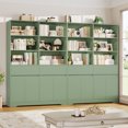 thumbnail image 3 of Hiphuta 69"H Modern Bookcases with Doors & Drawers, Large Wooden Display Shelf for Home Office, Wooden Storage Bookshelf for Living Room, Green, 3 of 10