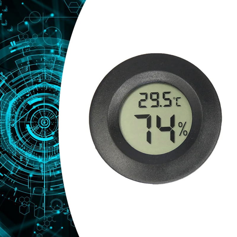 16PC Mini LCD Digital Thermometer Hygrometer Round Temperature Humidity Sensor for Freezers Wine Cooler Crawling Pet Box