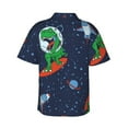 thumbnail image 3 of Picia Dinosaur Astronaut Space Surfing Gentle Cotton Regular Fit Short Sleeve Casual Hawaiian Shirt for Men-3X-Large, 3 of 9