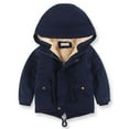thumbnail image 2 of Childrens Simple Hooded Jacket Outdoor Windproof Jacket Boys Fleece Lined And Thickened Casual Fashionable Jacket,Simple Hooded Jacket 4-5 Years, 2 of 5