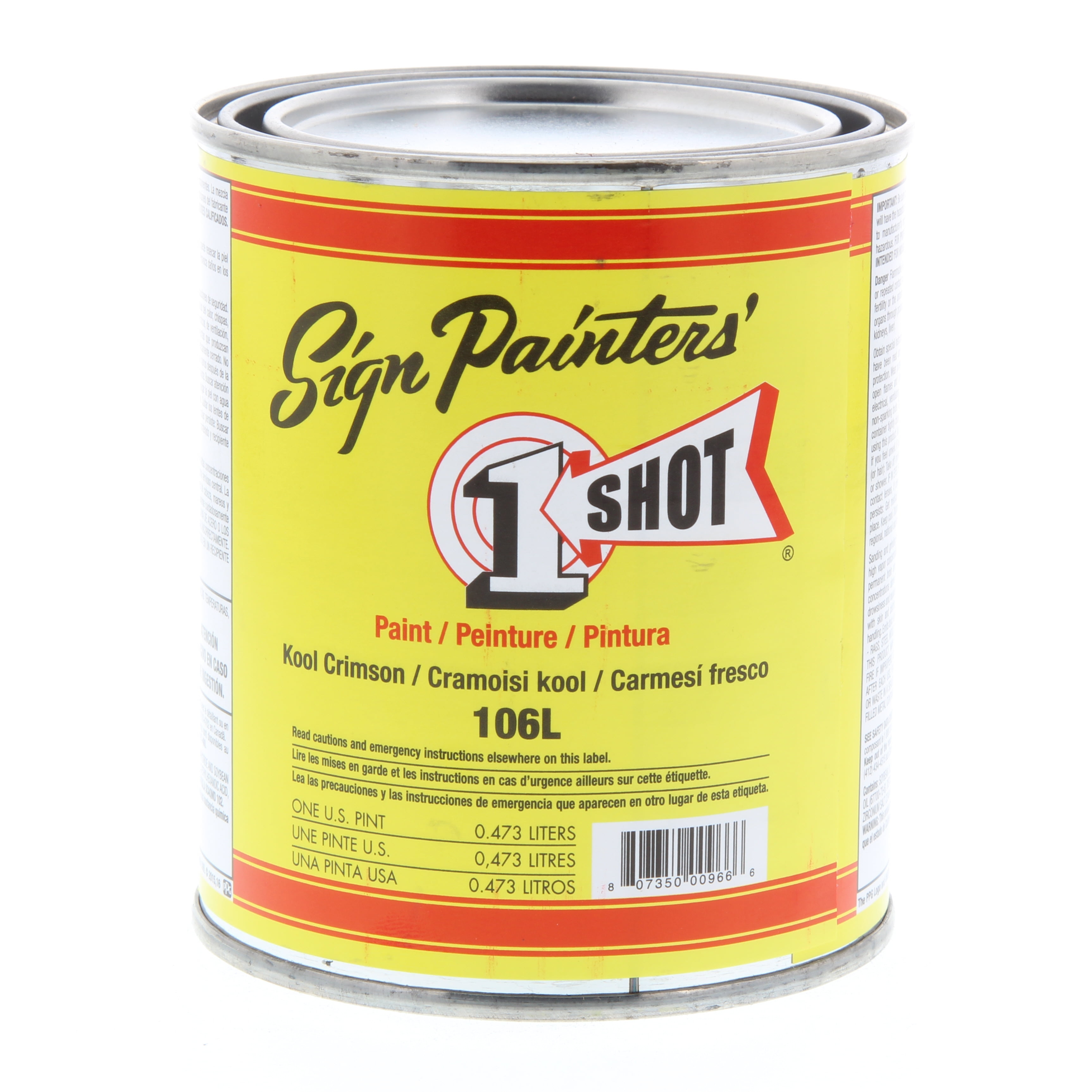 1 Shot Lettering Enamel, Pint, Kool Crimson