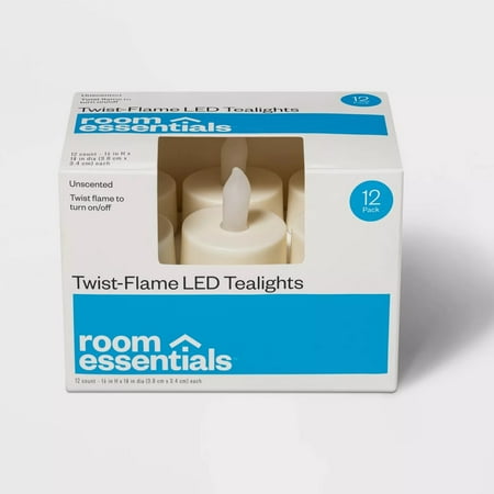 12ct Twist-Flame LED Tealight Candles (Cream) - Room Essentials