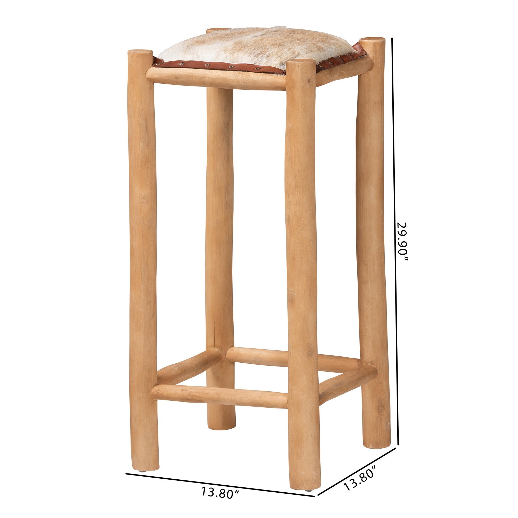 bali & pari Rivera Farmhouse Bar Stool, Bar Height, Natural Brown
