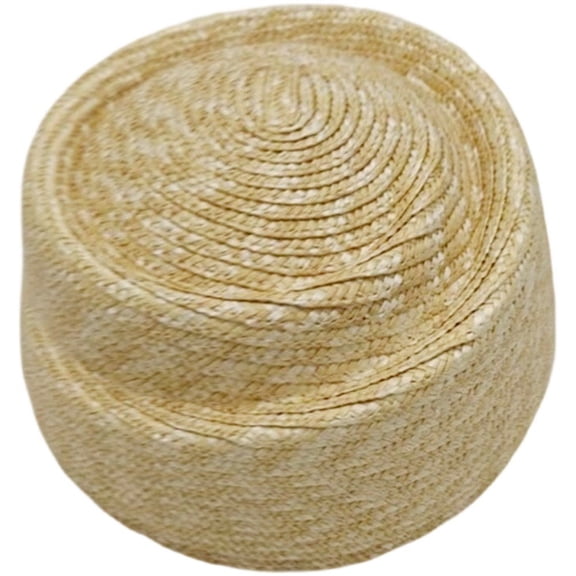 Vjnyvs 1pc Woven Straw Pillbox Beret Cap Women Summer Structured Sun Hat for Wedding Garden Party Beach UV Protection