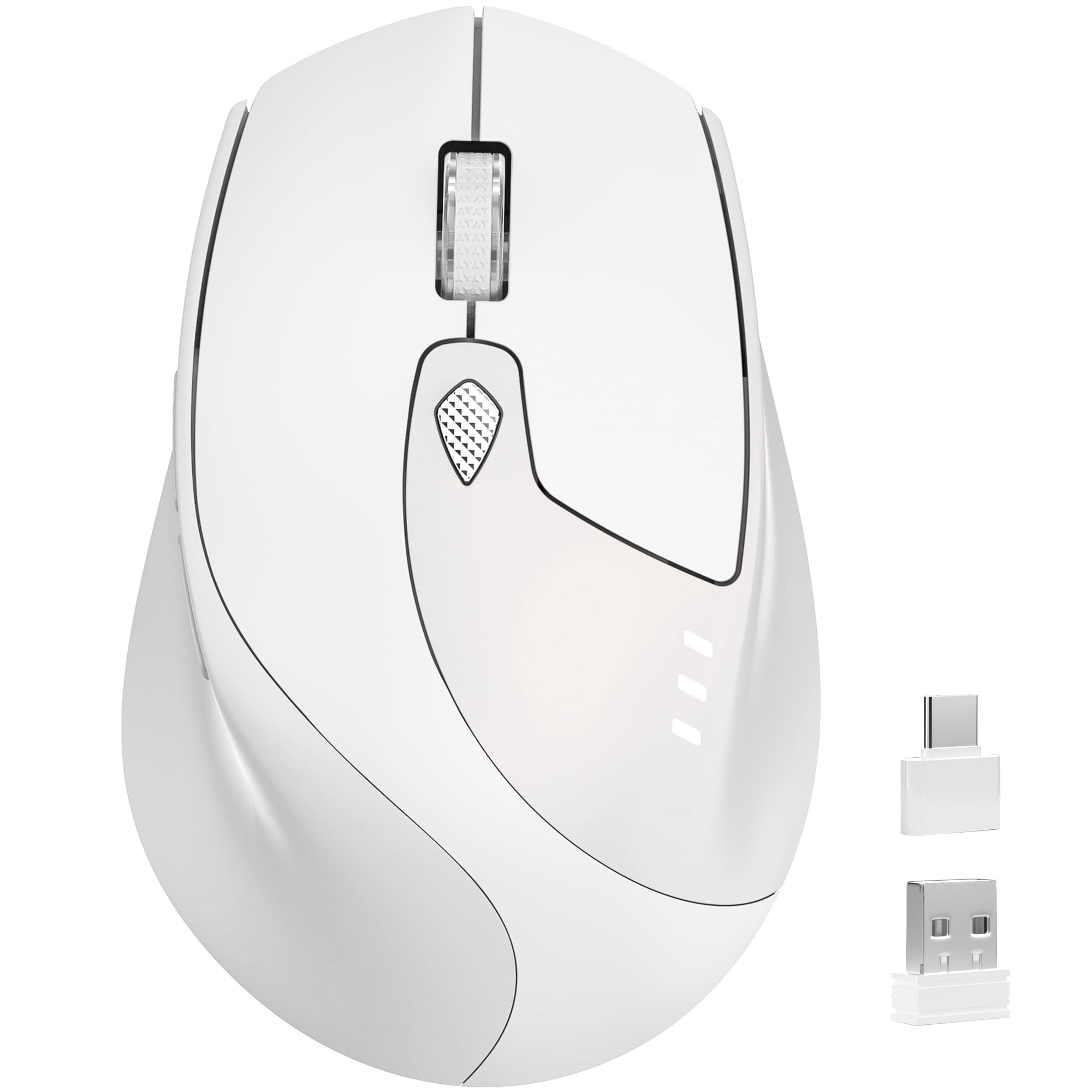 TENMOS Bluetooth Mouse, Rechargeable Wireless Mouse BT5.1+ 2.4GHz Silent with Type C Adapter & Battery Indicator, Ergonomic for Laptop