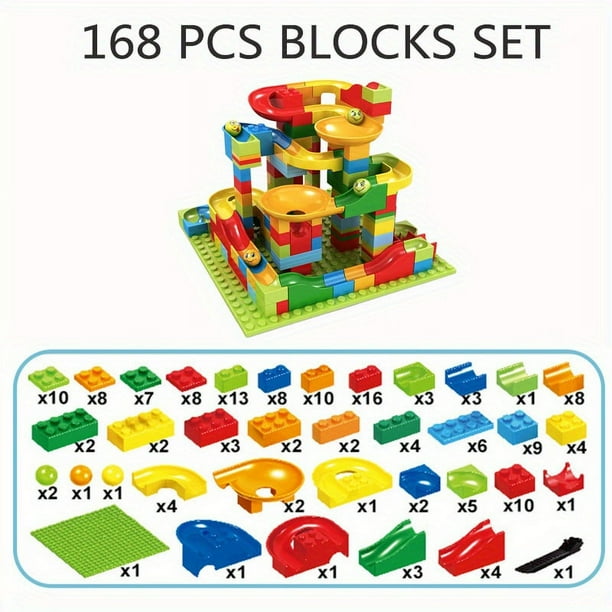 168pcs Building Blocks Set For Kids, Boys And Girls Ages 8+, Children's Toys, Toddler Building Blocks Gift, Interlocking Classic Ball Slide Building Blocks, Build Together, Creative Building Toy Set