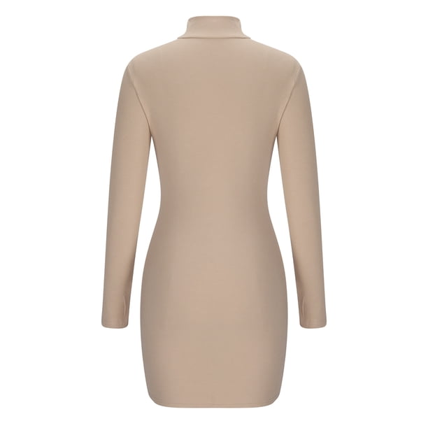 nude ribbed bodycon dress Mable Pauline Taupe Ribbed Bodycon Midi Dress - Size S