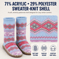 thumbnail image 4 of Girls Sweater Knit Slipper Socks, Soft Stitched Sole with Faux Fur Lining, LT BLUE, M/L, 4 of 9