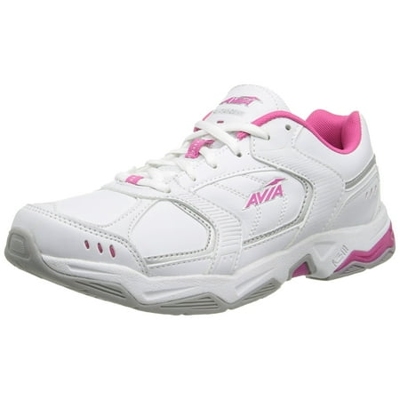 AVIA Women's Tangent Cross Training Shoe,White/Pink Scorch/Chrome Silver,9.5 M