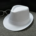 thumbnail image 2 of Prolriy Panama Hat Men Fedora Hats Men and Women Unisex British Solid Color Jazz Hat Sun Hats for Women White, 2 of 5