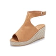 thumbnail image 3 of Fangasis Womens Shoes Non-Slip Platform Sandal Beach Espadrille Wedge Sandals Work Sloping High Heels Khaki 7.5, 3 of 9