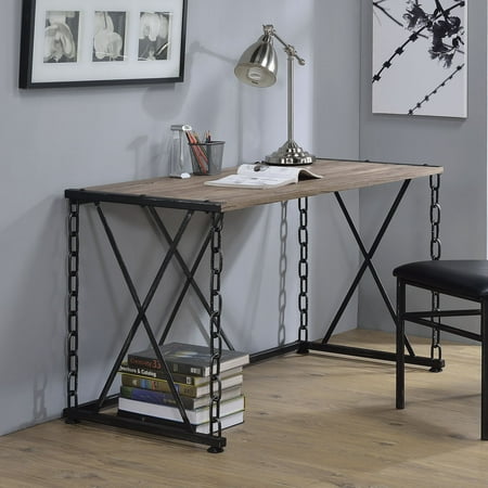 Oak Rustic Desk - ACME Jodie Desk, Rustic Oak & Antique Black