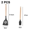 thumbnail image 2 of Juego de utensilios de cocina de silicona, 2 uds., resistentes al calor, mangos de madera para utensilios de cocina antiadherentes, 2 of 5