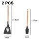 thumbnail image 2 of Juego de utensilios de cocina de silicona, 2 uds., resistentes al calor, mangos de madera para utensilios de cocina antiadherentes, 2 of 5
