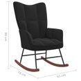thumbnail image 4 of vidaXL Rocking Chair Black Velvet, 4 of 5