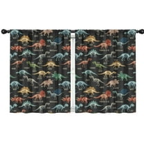 Blackout Kids Curtains,Black Cartoon Dinosaurs Infos Pattern Childrens Insulated Curtains Set Of 2,Bedroom Essentials,Toddler Room Decor 42"x54"