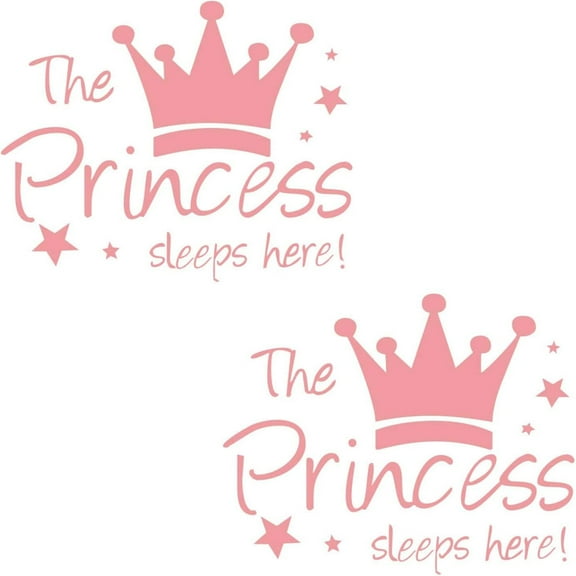 2Pcs Wall Decals Princess Sleep Here Wall Stickers Removable DIY Mural Art Words with Flower Quotes Vinyl Stickers for Kids Girls Bedroom Living Room Nursery Home Background Decoration