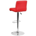thumbnail image 3 of Red Vinyl Adjustable Height Barstool with Rolled Seat, 3 of 5