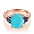 thumbnail image 2 of Gem Stone King 3.45 Ct Green Turquoise Blue Created Sapphire 18K Rose Gold Plated Silver Ring (Size 8), 2 of 4