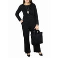 thumbnail image 3 of Women'S 2 Piece Outfits Suit Set Top Flared Pants Sets Business Pantsuits Black [In Stock] L, 3 of 7
