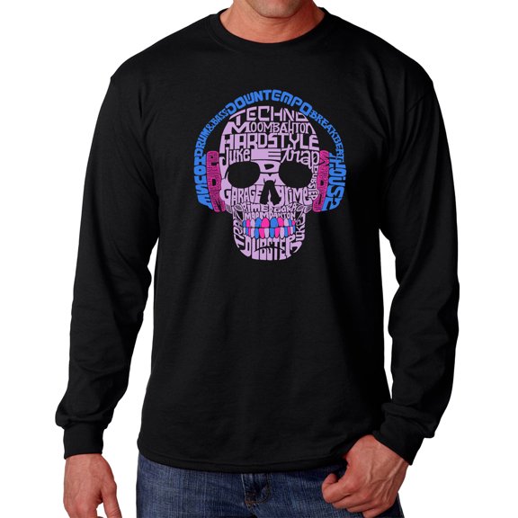 Men's Word Art Long Sleeve T-shirt - Styles of EDM Music