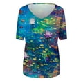 thumbnail image 4 of DPTALR Plus Size Women Short Sleeve Printed V-Neck Tops Tee T-Shirt Blouse, 4 of 4