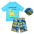 thumbnail image 1 of vigerkar Boys Rash Guard Swim Set with Swim Trunks Bathing Suit Short Sleeve Swim Shirt with Swim CapQuick Dry Swimsuit Size 2-14 Years Boys (Mint Green, 9-10 Years), 1 of 9
