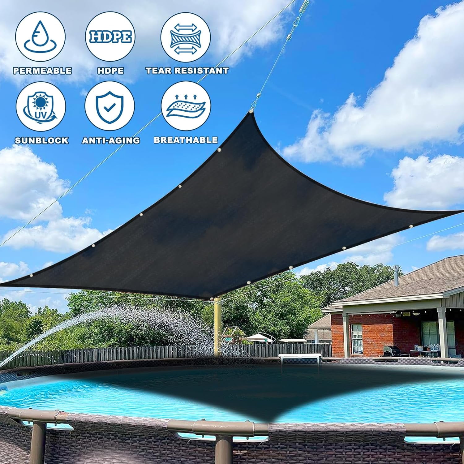 Shade Cloth,Hengu 1 Pack 6x12FT Sun Shade Net with Grommets,70% Shade Sail Canopy for Garden,Greenhouse,Plants and Patio Sunshade