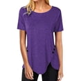thumbnail image 4 of Landzoo Women'S Tees Solid Color Short Sleeve Crew Neck T Shirt Summer Quick Dry Women Shirt Size S Purple, 4 of 6