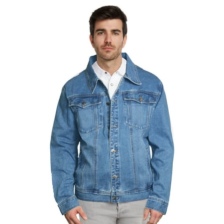 - 9 Crowns Men's Denim Trucker Blue Jean Jacket