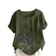 thumbnail image 2 of Xuyuer Womens Linen Tops 2026 Summer Short Sleeve Shirts Loose Crewneck Casual Boho Tops Vintage Embroidered Blouses Loose Short Sleeves, Fashion Blouses for Women, 2 of 5