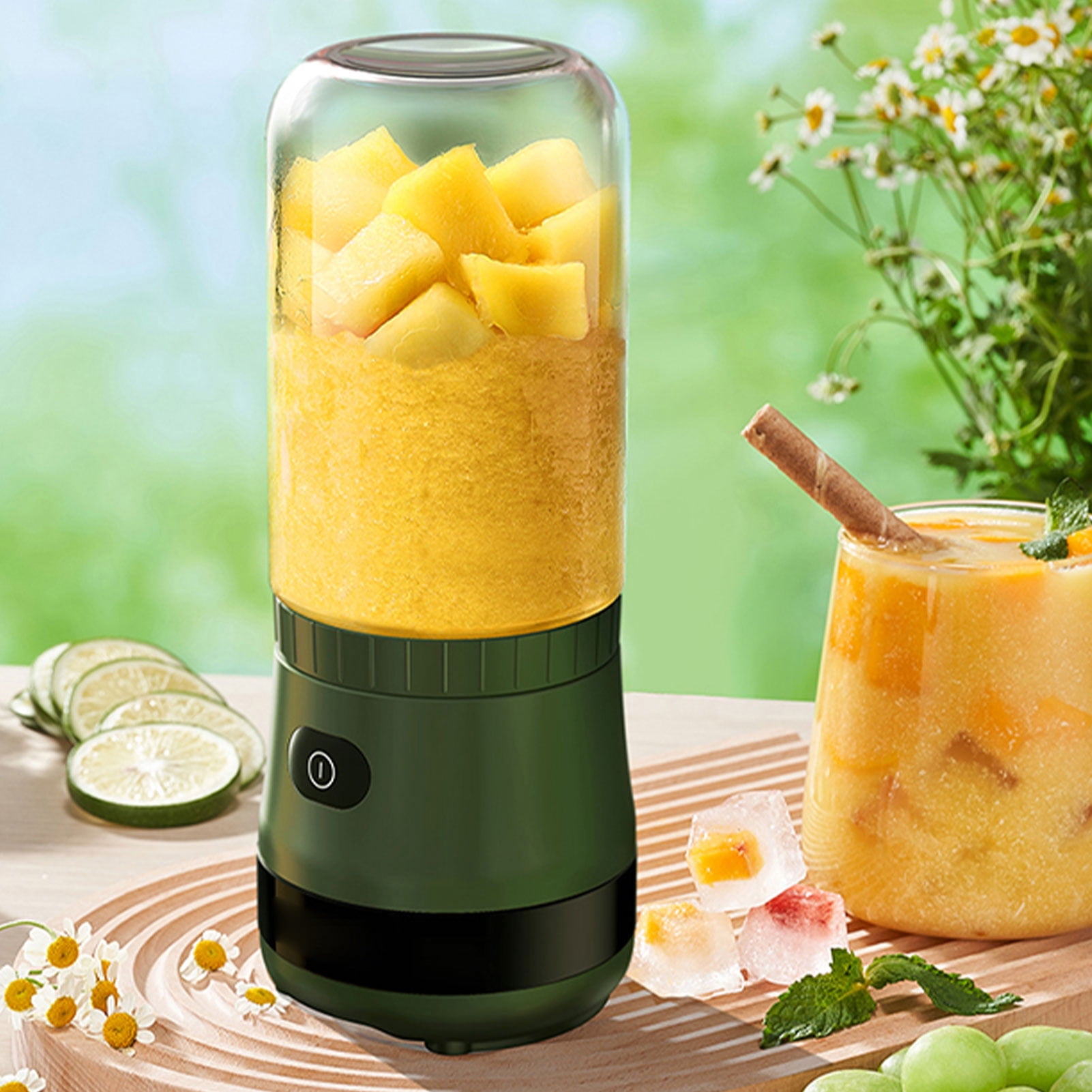 BIMZUC Portable Coffee Grinder Juicer Ice Crusher 3-In-1 High-Speed 18000BPM Compact Electric Food Processor for Camping and Outdoor Travel, Green (8.66 inches / 22 cm)