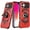 Red, variant on For iPhone 16 6.1 inch Robotic Hybrid with Magnetic Ring Stand Case Cover - Dark Purple