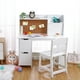 thumbnail image 1 of QinaQin Escritorio infantil con silla y alzada, mesa de estudio con almacenamiento, repisas, gabinetes, librero y tablero de corcho, ideal para niños de 5 a 12 años, 1 of 7