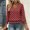 Wine polka dot v neck ruffle hem blouse women a1, variant on thefmos Women's V Neck Polka Dot Blouse Long Sleeve Elastic Cuffs Ruffle Hem Casual Top Fashion Spring Fall Outfit, Wine XL
