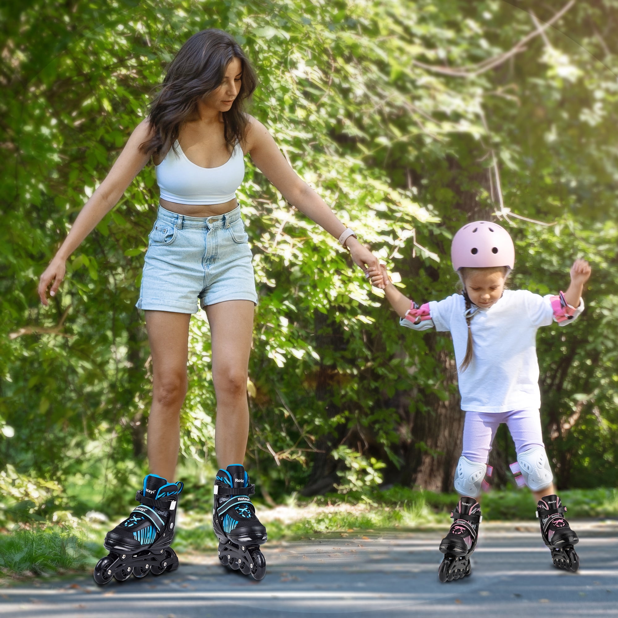 TaroKitc Adjustable Inline Skates for Kids and Adult, Girls, Boys with All Light up Wheels, Purple(Size 10C-13C)