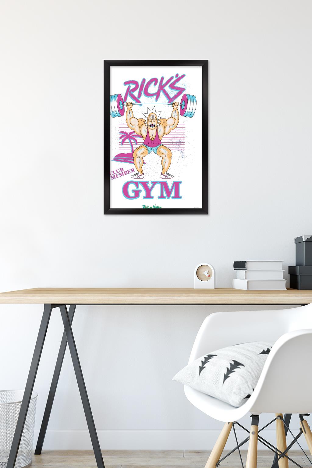 Rick And Morty - Rick's Gym Wall Poster, 14.725" x 22.375", Framed