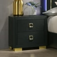 thumbnail image 4 of Modern Black 2-Drawer Nightstand | Engineered Wood & Metal | 24"W x 16"D x 24"H | Gold Trim & Legs | Square Pulls | Perfect for Bedroom Use, 4 of 7