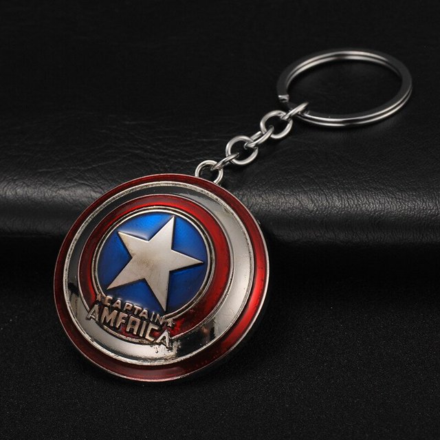 Llaveros con colgante de aleación de Los Vengadores de Marvel de Disney, llaveros de aleación de Capitán América, llavero de coche, bolsa de teléfono, joyería colgante, regalos para niños qiuyongming unisex