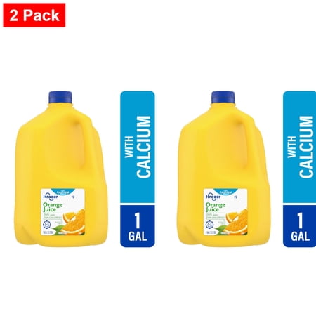 Kroger 100% Orange Juice From Concentrate With Calcium Vitamins C & D 1 gallon - 2 Pack
