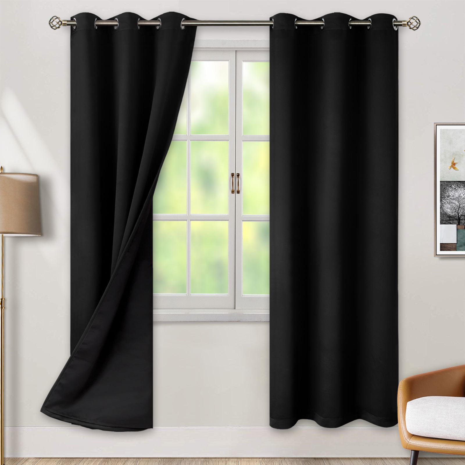 Grommet Thermal Insulat BGment Privacy Blackout Curtains for Sliding Glass Door 