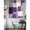 thumbnail image 4 of Abstract Color Block Sheer Curtains 63 inches Long 2 Panels Set Purple Block Oil Painting Gradient Gray Sheer Window Curtain Rod Pocket Voile Drapes for Living Room/Bedroom, Each 52" W x 63" L, 4 of 7