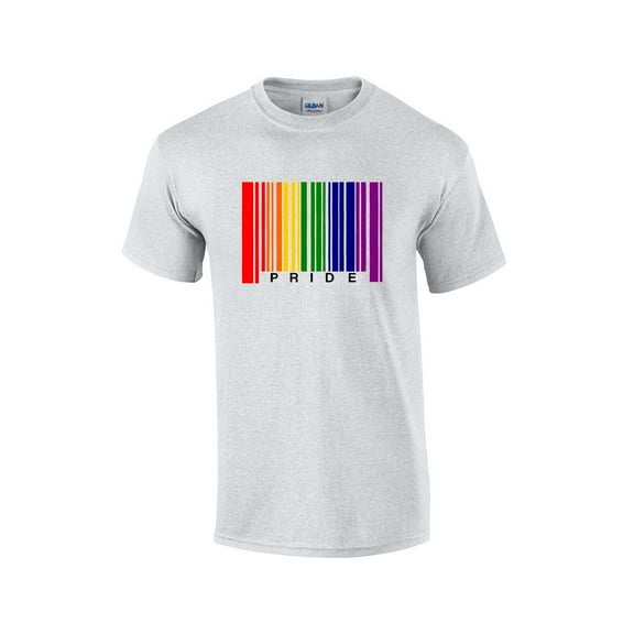 Gay Pride Flag Rainbow Barcode Support LGBTQ Unisex Short Sleeve T-shirt Graphic Tee-Ash-6xl