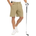 thumbnail image 4 of Domzle Men's Classic Fit Golf Shorts with Pockets Stretch Dress & Casual Business Quick-Dry, Lightweight Comfort Fit Khaki XL, 4 of 5