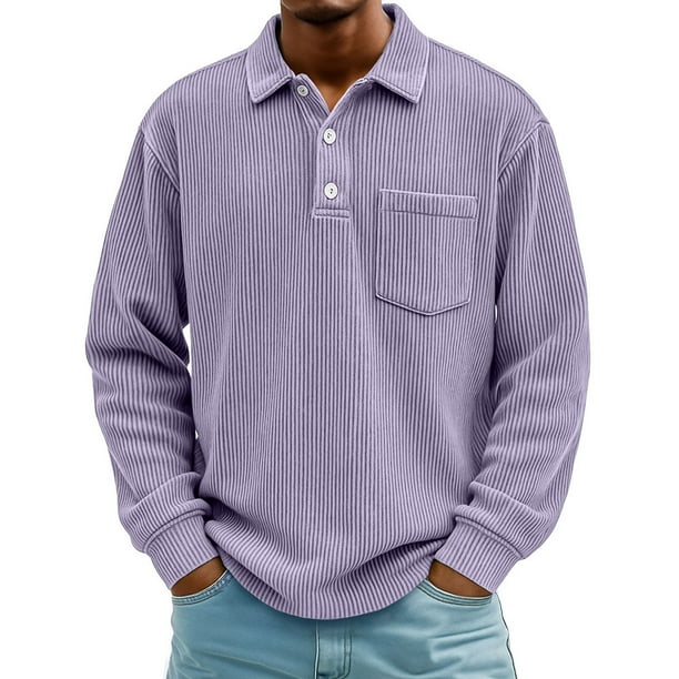 pstuiky hombres de manga larga, Cárdigan informal de color liso para hombre, con botones, mangas largas y bolsillo de solapa salir tops m