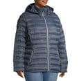 Time and Tru Women's Plus Size Packable Puffer Jacket with Hood