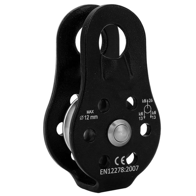 Qiilu Climbing Pulley,26KN Aluminium Alloy Heavy Duty Single Swivel Rope Pulley Block for 12mm Rope Climbing , Climbing Pulley
