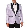 thumbnail image 1 of INSPIRE CHIC Blazers para Hombre con Solapa Metálica y Un Botón, Estilo de Fiesta Brillantes, L Púrpura, 1 of 4