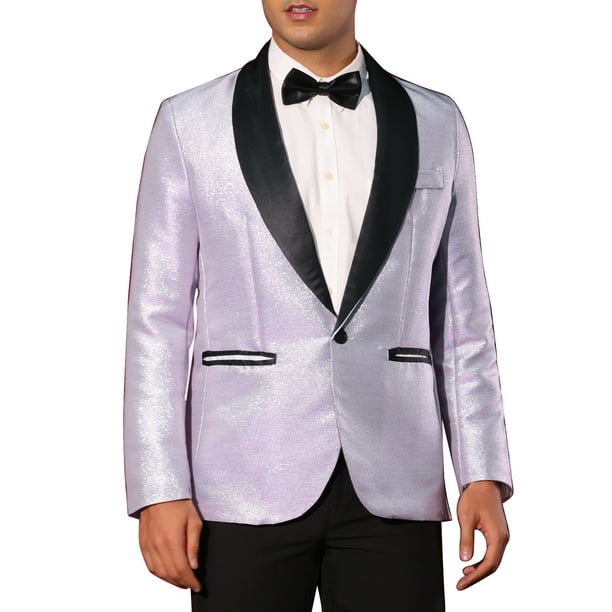 INSPIRE CHIC Blazers para Hombre con Solapa Metálica y Un Botón, Estilo de Fiesta, Brillantes, Color Púrpura